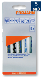 Sada pilových list do přímočaré pily, 5-dílná, dřevo, kov a plast, ProJahn