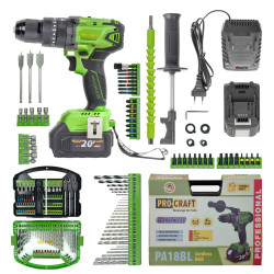 Aku vrtací šroubovák s příklepem Procraft SPA18BL Brushless se sadou bitů DBS-101 | SPA18BL/DBS101
